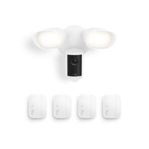 Floodlight Cam Pro (Newest Model) + 4 Window and Door Sensors (Newest Model) Featuring Retinal 4K